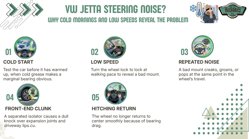 VW Jetta Steering Noise Why Cold Mornings and Low Speeds Reveal the Problem